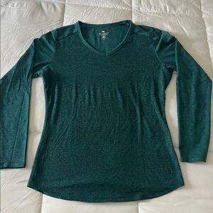 Seg’ments Teal Blue Green 100% Merino Wool Long Sleeve Shirt Base Layer Medium